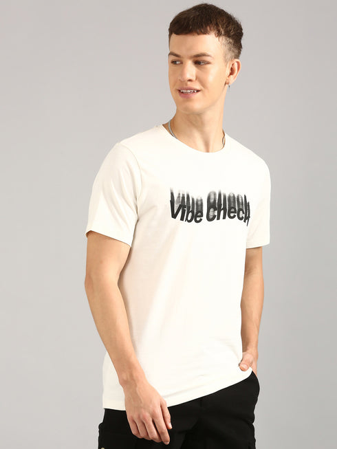 White Printed Regular Fit T-Shirt